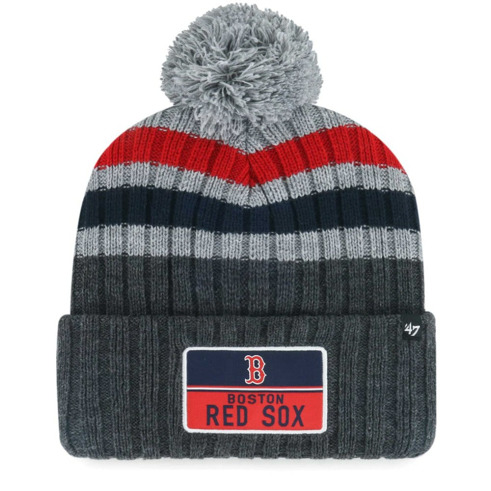 Boston Red Sox '47 Stack Cuffed Knit Hat with Pom - Gray Hats