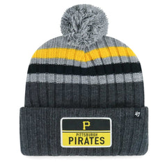 Pittsburgh Pirates '47 Stack Cuffed Knit Hat with Pom - Gray Hats