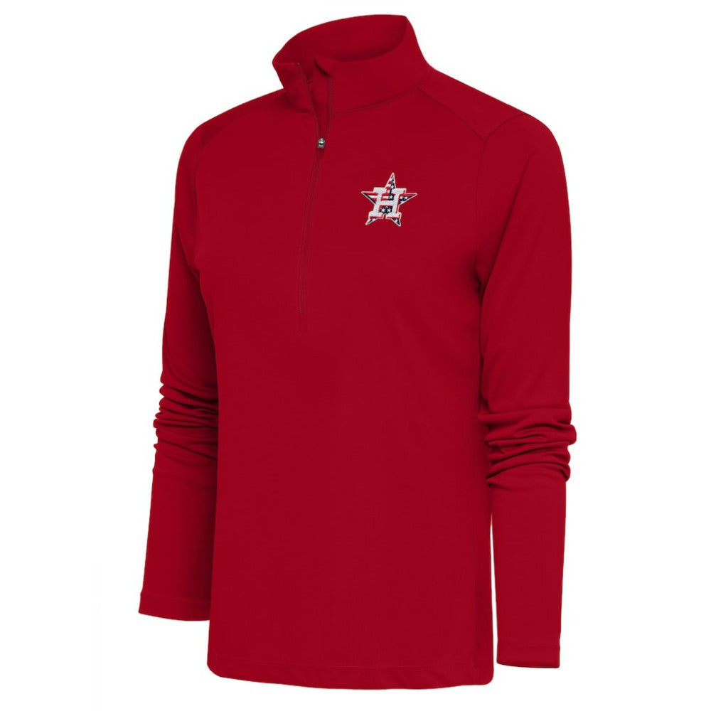Houston Astros Antigua Women's Patriotic Tribute Half-Zip Pullover Top - Red Pullover