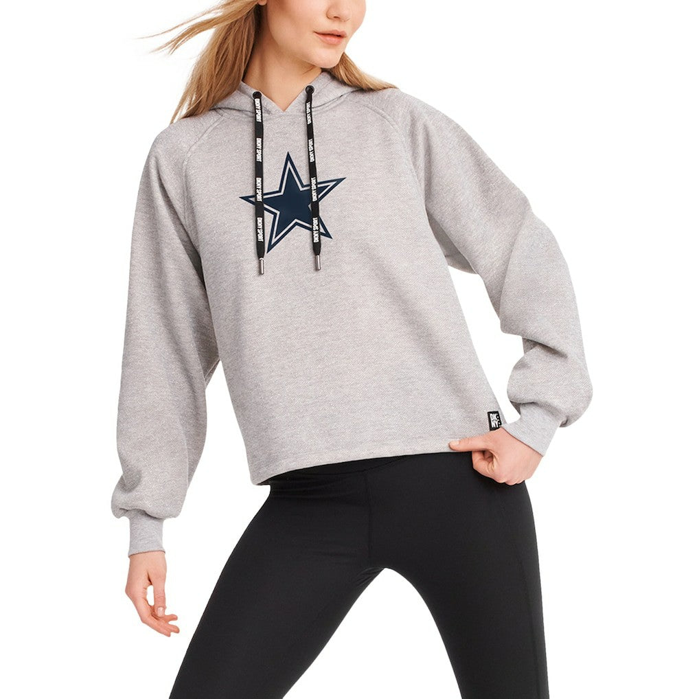 Dallas Cowboys DKNY Sport Women's Debbie Dolman Raglan Pullover Hoodie Heather Gray