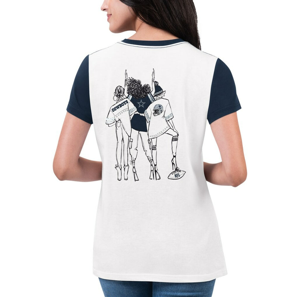 Dallas Cowboys G-III 4Her by Carl Banks Women's Fashion Illustration T-Shirt White/Navy