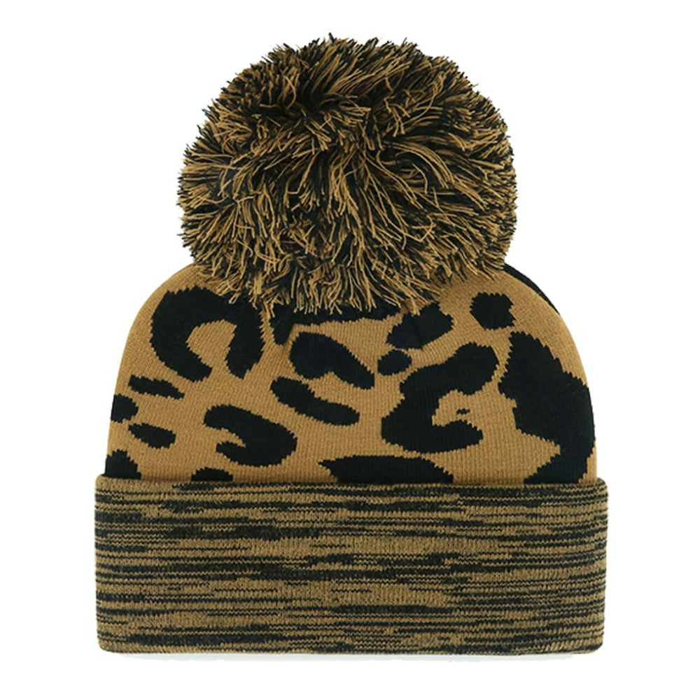 Athletics '47 Women's Leopard Rosette Cuffed Knit Hat with Pom Hats