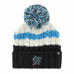 Miami Marlins '47 Women's Ashfield Cuffed Knit Hat with Pom - White/Black Hats