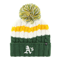 Athletics '47 Women's Ashfield Cuffed Knit Hat with Pom - White/Green Hats