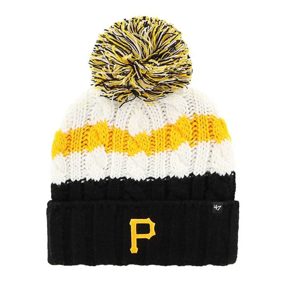 Pittsburgh Pirates '47 Women's Ashfield Cuffed Knit Hat with Pom - White/Black Hats