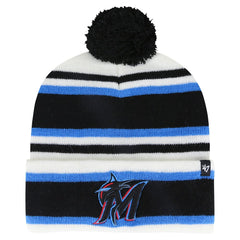 Miami Marlins '47 Youth Stripling Cuffed Knit Hat with Pom - White/Black Hats