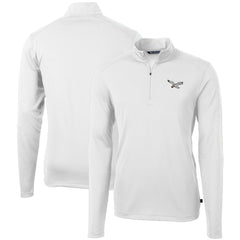 Philadelphia Eagles Cutter & Buck Gridiron Classics Big & Tall Virtue Eco Pique Recycled Quarter-Zip Pullover Top White