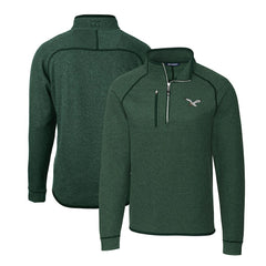 Philadelphia Eagles Cutter & Buck Gridiron Classics Big & Tall Mainsail Sweater-Knit Half-Zip Pullover Jacket Heather Green