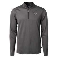 Philadelphia Eagles Cutter & Buck Gridiron Classics Big & Tall Virtue Eco Pique Micro Stripe Recycled Quarter-Zip Pullover Top Charcoal