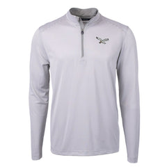 Philadelphia Eagles Cutter & Buck Gridiron Classics Big & Tall Virtue Eco Pique Micro Stripe Recycled Quarter-Zip Pullover Top White
