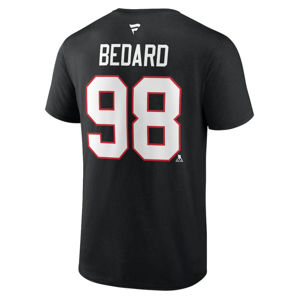 NHL Connor Bedard Chicago Blackhawks Fanatics Authentic Stack Name & Number T-Shirt - Black
