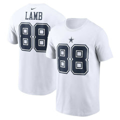 CeeDee Lamb Dallas Cowboys Player Name & Number T-Shirt White