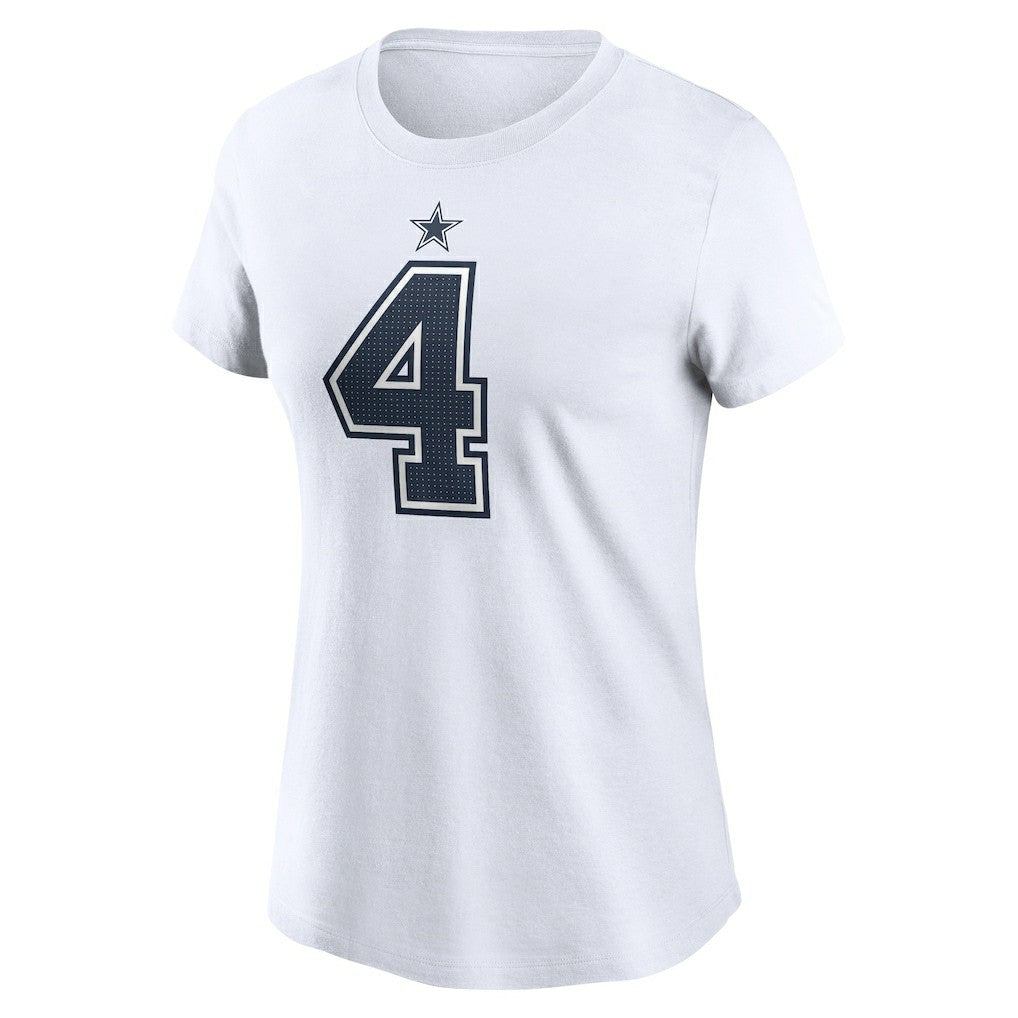 Dak Prescott Dallas Cowboys Women's Player Name & Number T-Shirt White