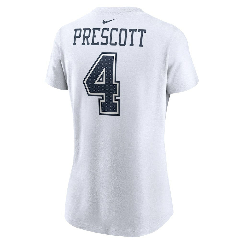 Dak Prescott Dallas Cowboys Women's Player Name & Number T-Shirt White