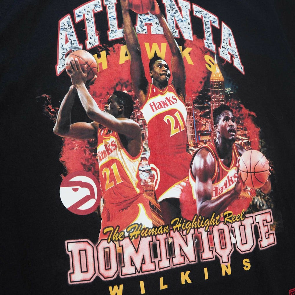Dominique Wilkins Atlanta Hawks Hardwood Classics Bling Concert Player T-Shirt Black