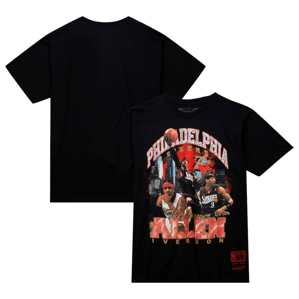 Allen Iverson Philadelphia 76ers Hardwood Classics Bling Concert Player T-Shirt Black