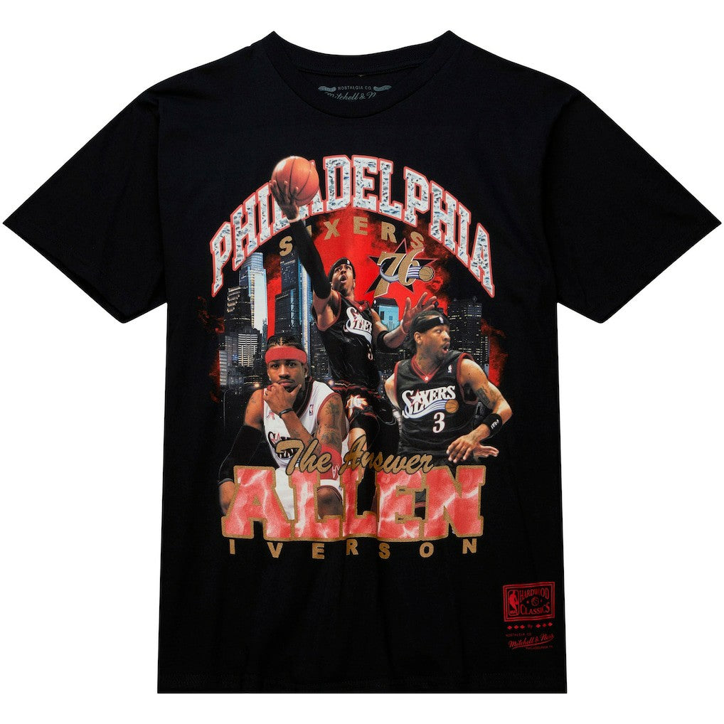 Allen Iverson Philadelphia 76ers Hardwood Classics Bling Concert Player T-Shirt Black