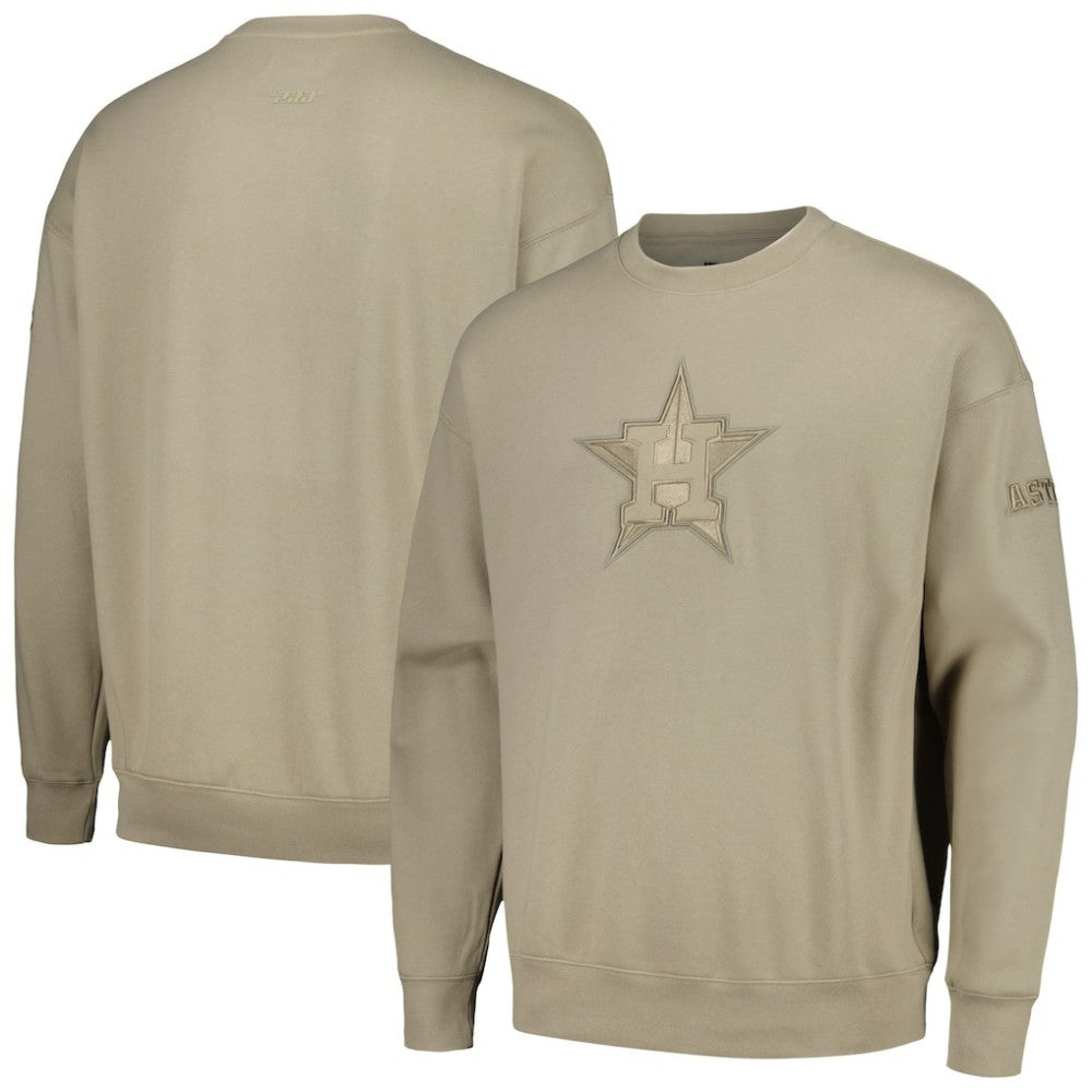 Houston Astros Pro Standard Neutral Drop Shoulder Pullover Sweatshirt - Pewter Pullover