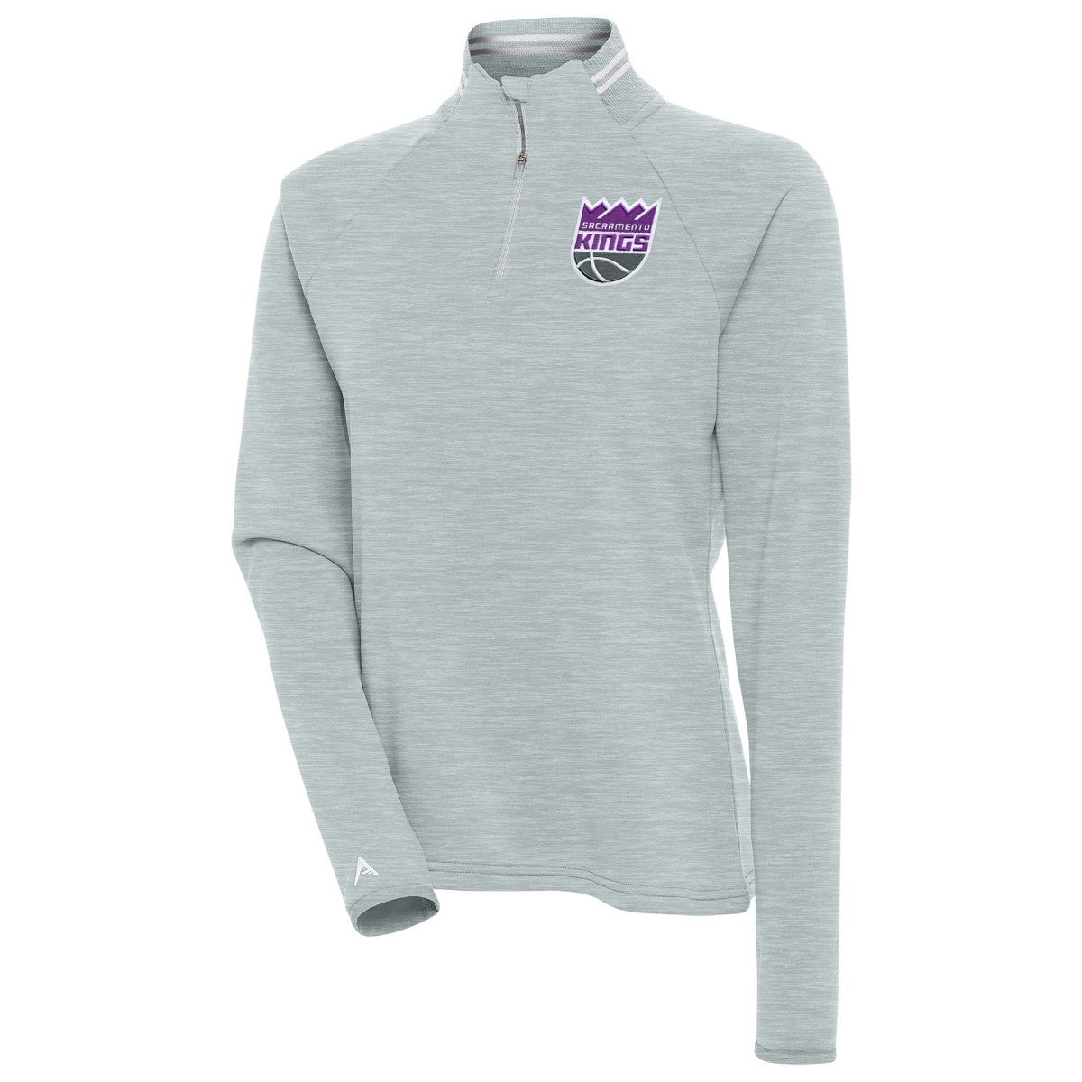 Sacramento Kings Antigua Women's Milo Quarter-Zip Pullover Top Heather Gray