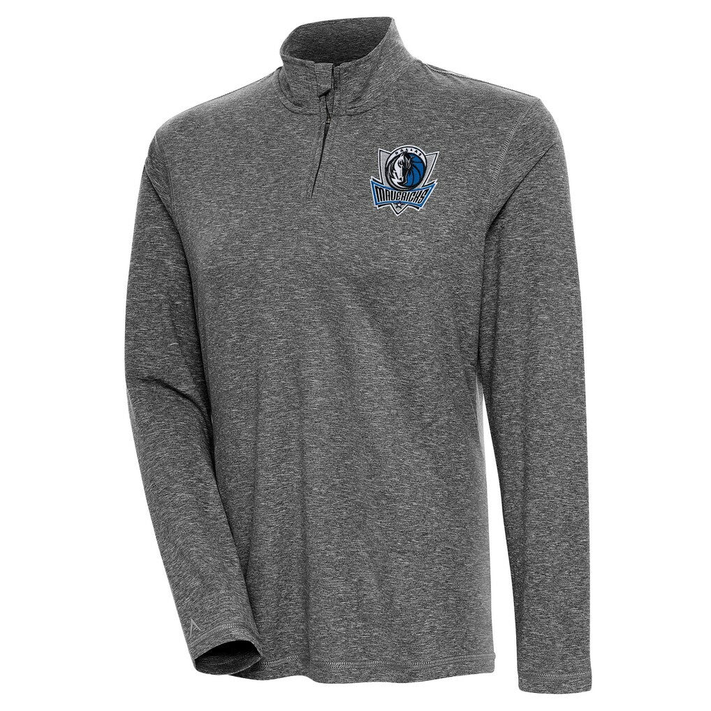 Dallas Mavericks Antigua Women's Confront Quarter-Zip Pullover Top Heather Black