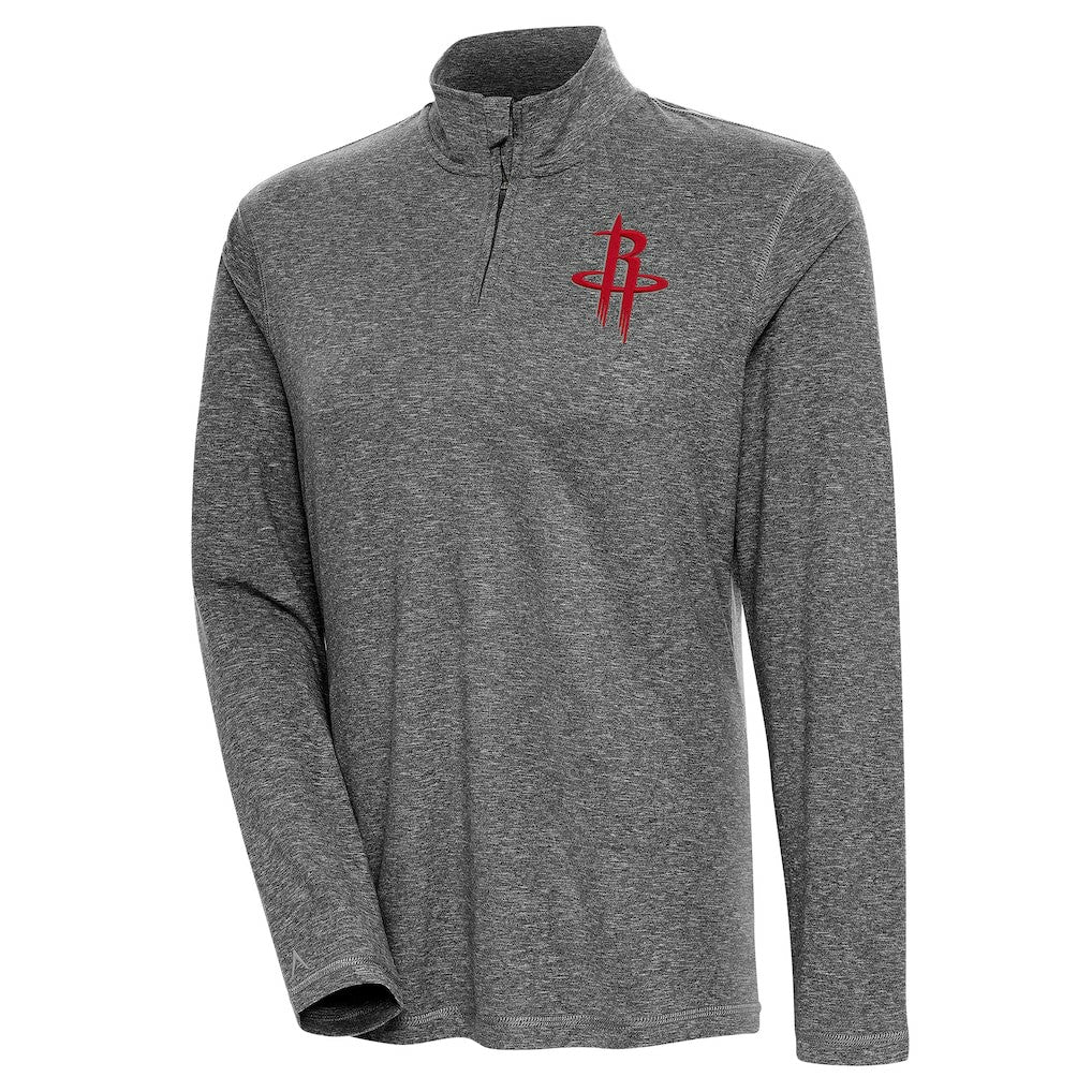 Houston Rockets Antigua Women's Confront Quarter-Zip Pullover Top Heather Black