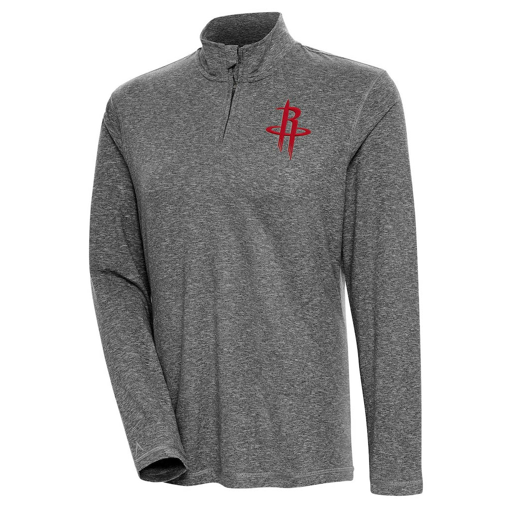 Houston Rockets Antigua Women's Confront Quarter-Zip Pullover Top Heather Black