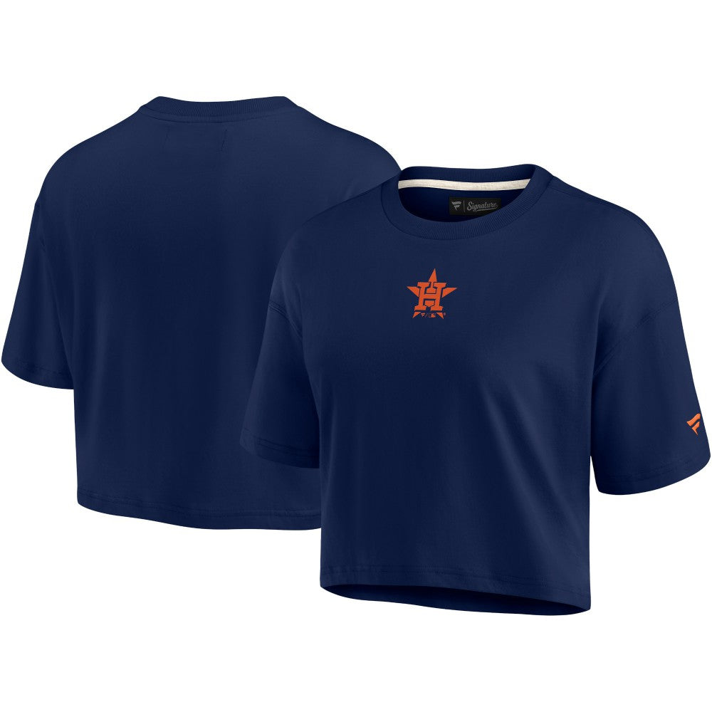Houston Astros Fanatics Women's Elements Super Soft Boxy Cropped T-Shirt - Navy T-shirts