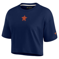 Houston Astros Fanatics Women's Elements Super Soft Boxy Cropped T-Shirt - Navy T-shirts