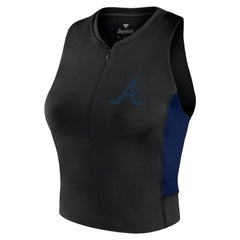 Atlanta Braves Fanatics Women's Studio Half-Zip Fitted Gym Tank Top - Black Tanks