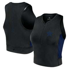 Houston Astros Fanatics Women's Studio Half-Zip Fitted Gym Tank Top - Black Tanks
