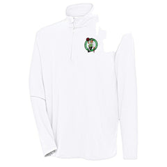 Boston Celtics Antigua Hunk Quarter-Zip Pullover Top White