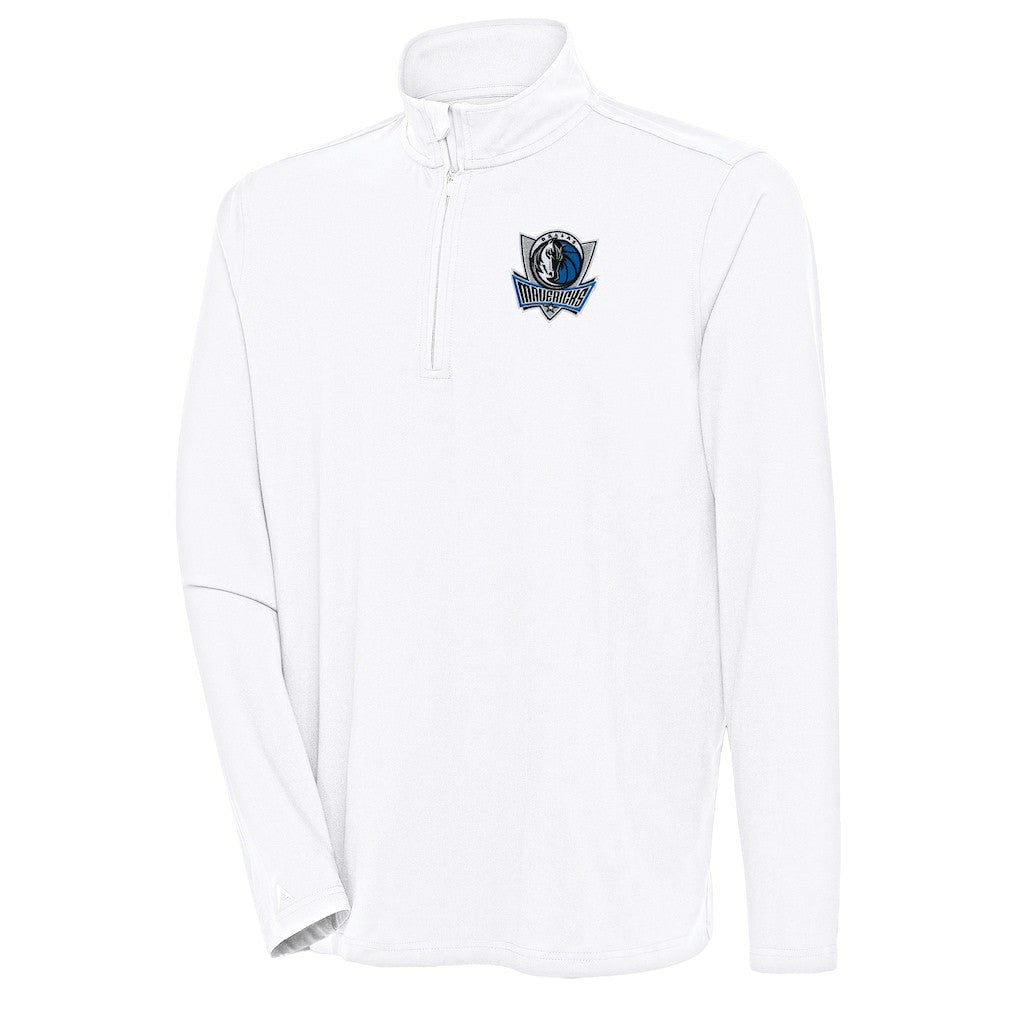 Dallas Mavericks Antigua Hunk Quarter-Zip Pullover Top White