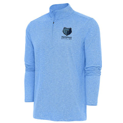 Memphis Grizzlies Antigua Hunk Quarter-Zip Pullover Top Heather Powder Blue