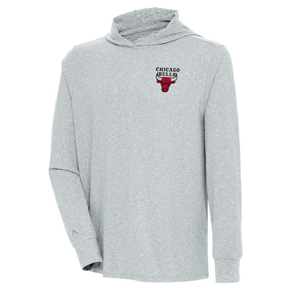 Chicago Bulls Antigua Saga Long Sleeve Hoodie T-Shirt Heather Gray
