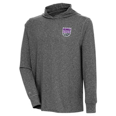 Sacramento Kings Antigua Saga Long Sleeve Hoodie T-Shirt Heather Black