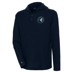 Minnesota Timberwolves Antigua Strong Hold Long Sleeve Henley Hoodie T-Shirt Navy