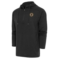NHL Boston Bruins Antigua Spikes Raglan Quarter-Zip Hoodie - Heather Black