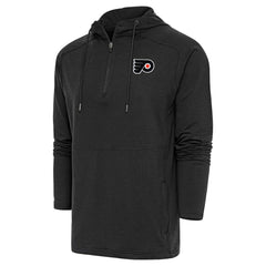 NHL Philadelphia Flyers Antigua Spikes Raglan Quarter-Zip Hoodie - Heather Black