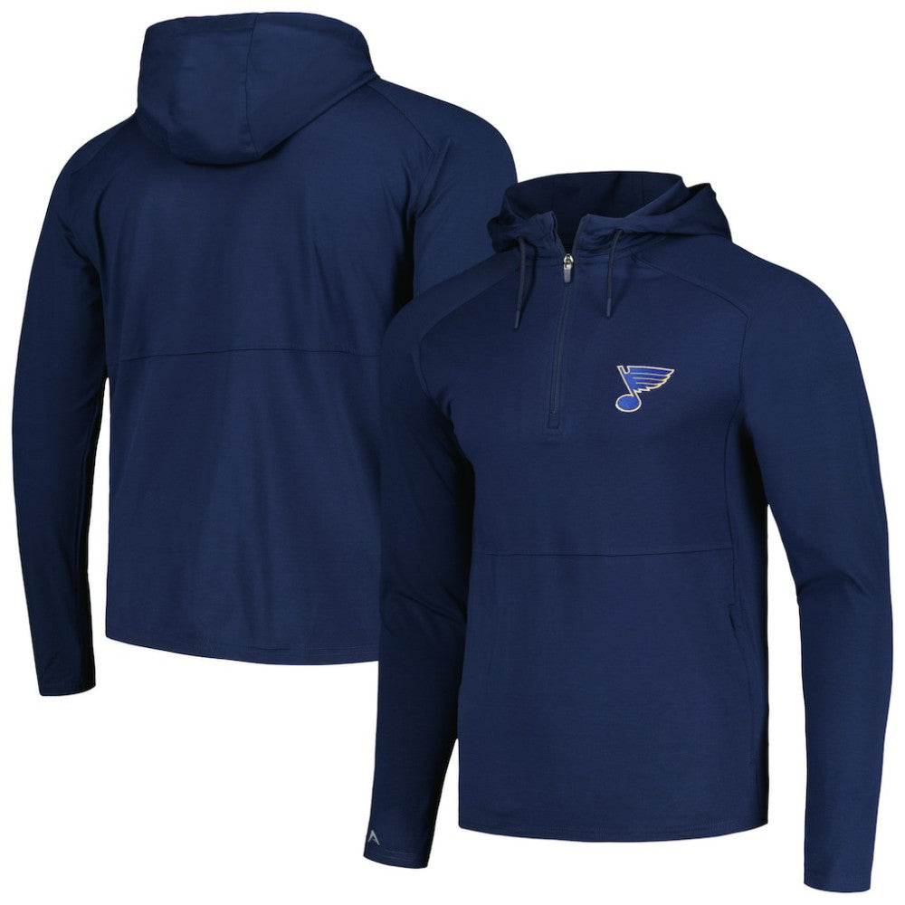 NHL St. Louis Blues Antigua Spikes Raglan Quarter-Zip Hoodie - Heather Navy