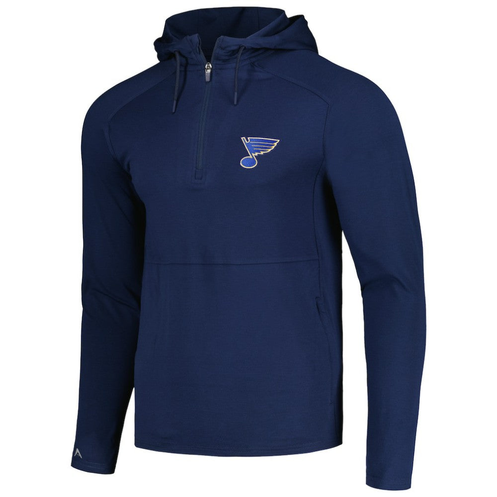 NHL St. Louis Blues Antigua Spikes Raglan Quarter-Zip Hoodie - Heather Navy