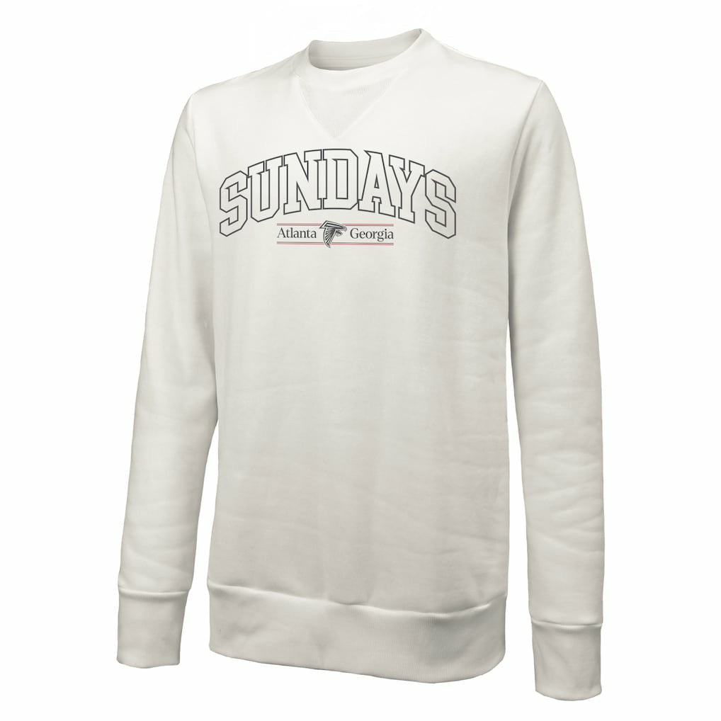 Atlanta Falcons Majestic Threads Unisex Sundays Block Letter Crewneck Pullover Sweatshirt White