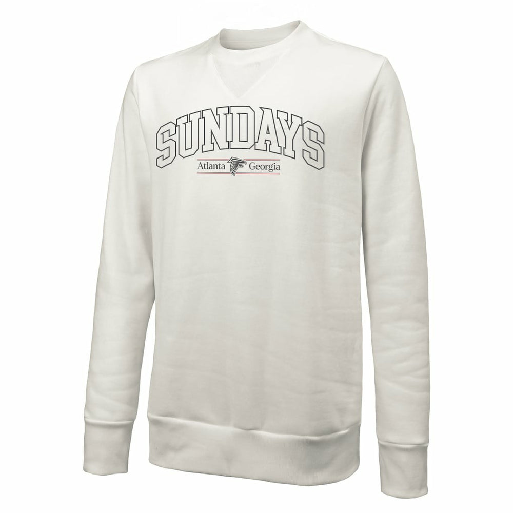 Atlanta Falcons Majestic Threads Unisex Sundays Block Letter Crewneck Pullover Sweatshirt White