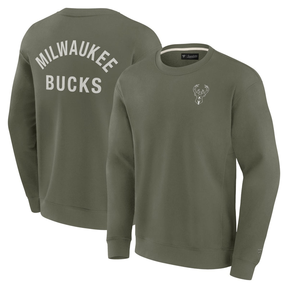 Milwaukee Bucks Unisex Elements Super Soft Fleece Pullover Sweatshirt Olive
