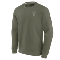 Milwaukee Bucks Unisex Elements Super Soft Fleece Pullover Sweatshirt Olive