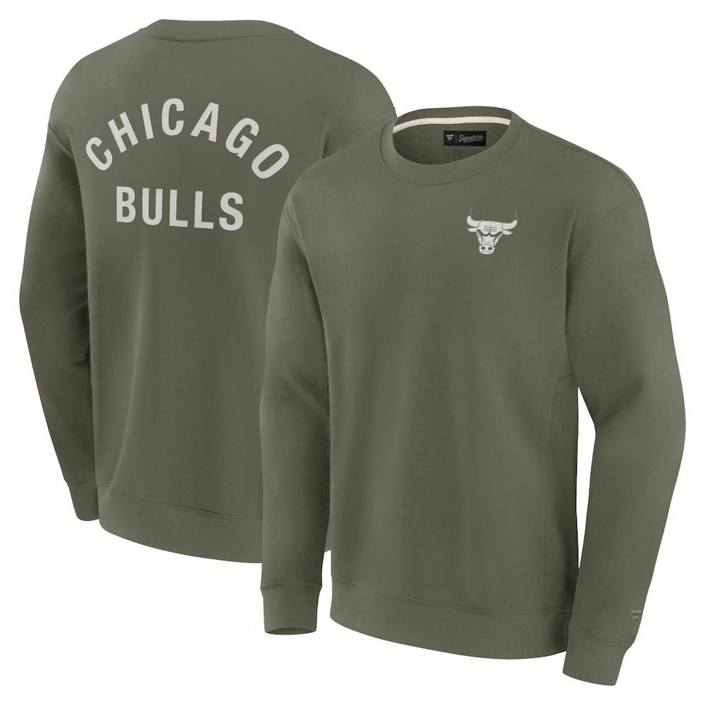 Chicago Bulls Unisex Elements Super Soft Fleece Pullover Sweatshirt Olive
