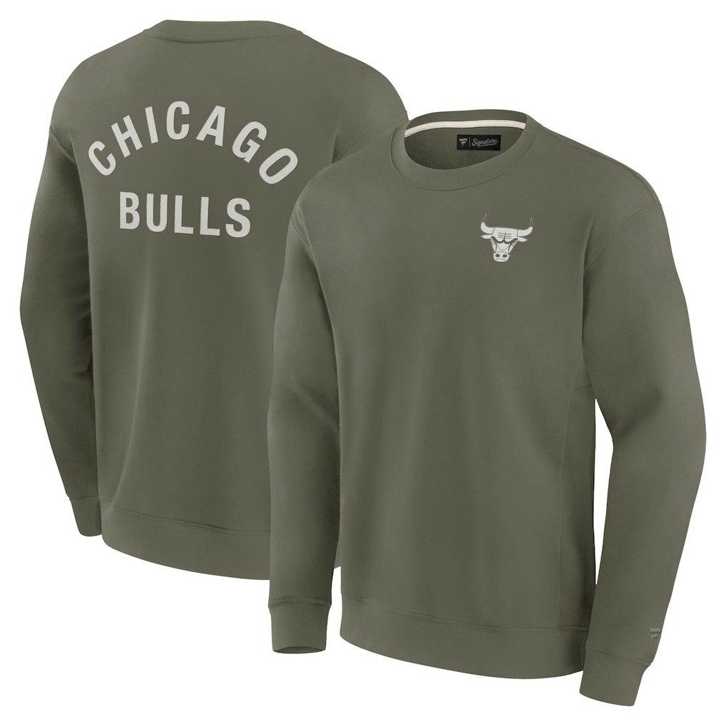 Chicago Bulls Unisex Elements Super Soft Fleece Pullover Sweatshirt Olive