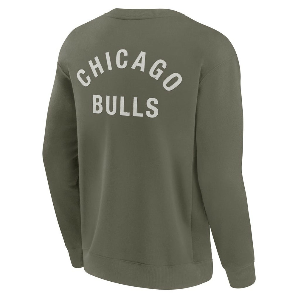 Chicago Bulls Unisex Elements Super Soft Fleece Pullover Sweatshirt Olive