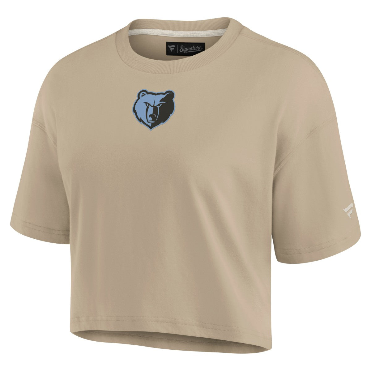 Memphis Grizzlies Women's Elements Super Soft Boxy Cropped T-Shirt Khaki