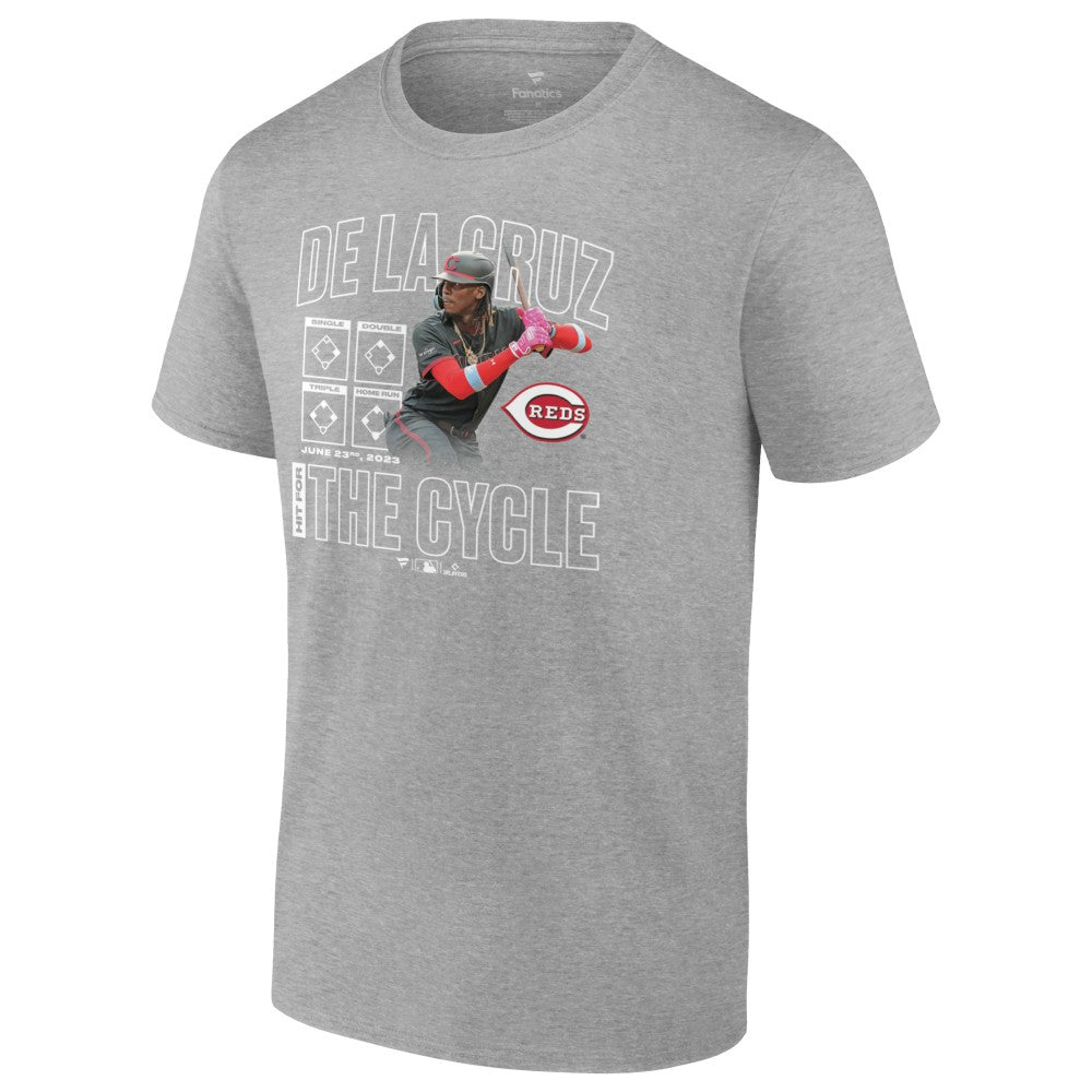 Elly De La Cruz Cincinnati Reds Cycle T-Shirt - Heather Gray T-shirts