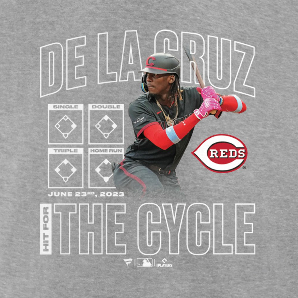 Elly De La Cruz Cincinnati Reds Cycle T-Shirt - Heather Gray T-shirts